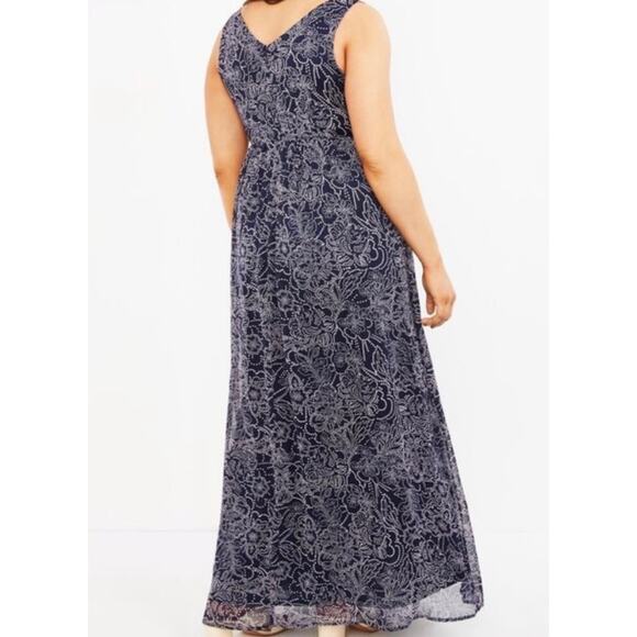 Motherhood Maternity Navy Blue Chiffon Maxi Dress V Neck Size Medium - Picture 2 of 11